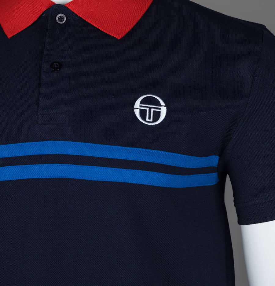 Sergio Tacchini Supermac Polo Shirt Maritime Blue/Adrenaline Rush/Nautical Blue