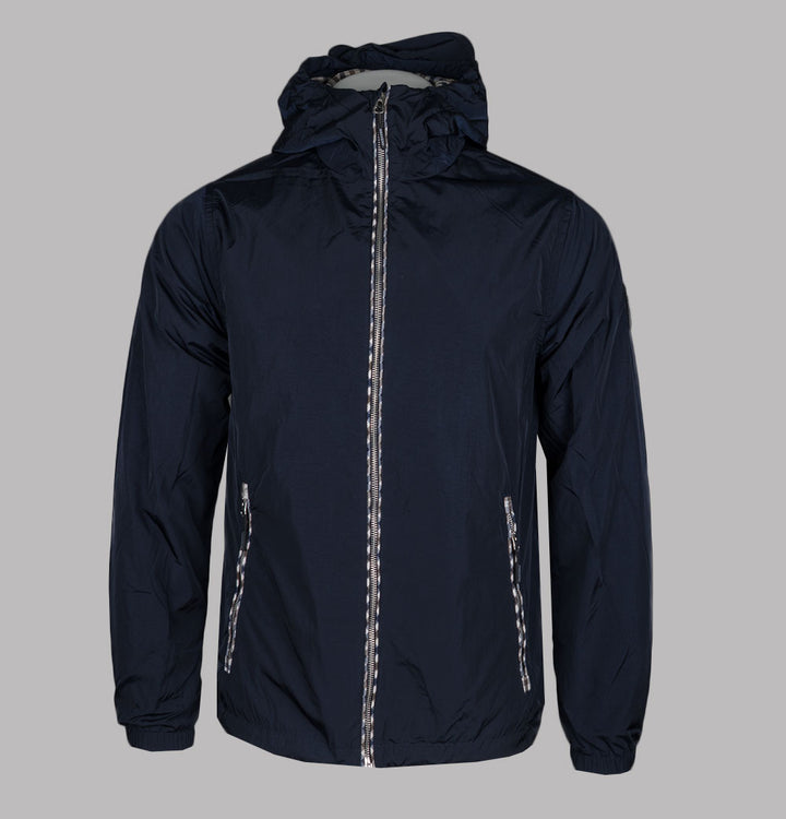 Weekend Offender Campania Check Windbreaker Jacket Navy