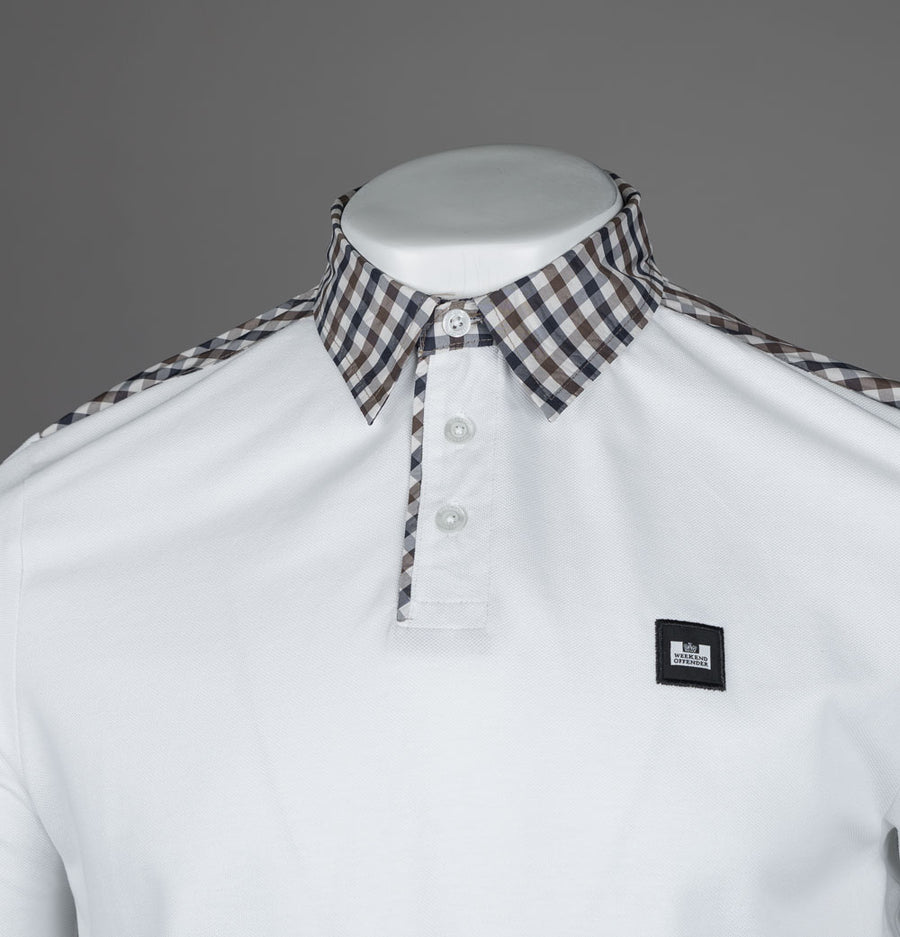 Weekend Offender Costa Polo Shirt White/Mid House Check