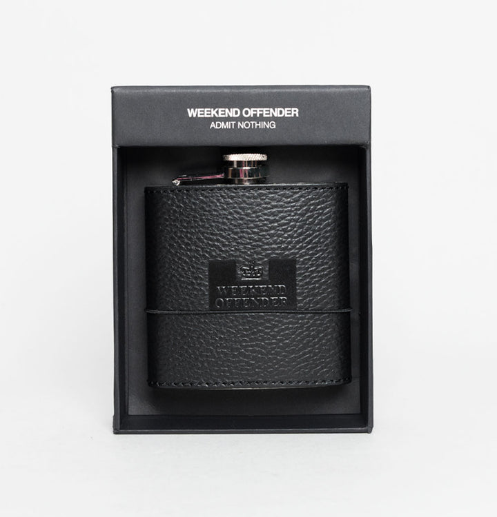 Weekend Offender Leather Hip Flask Black