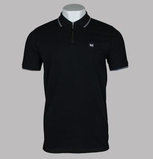 Weekend Offender Monti Zip Polo Shirt Black/Zinc