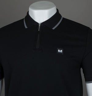 Weekend Offender Monti Zip Polo Shirt Black/Zinc
