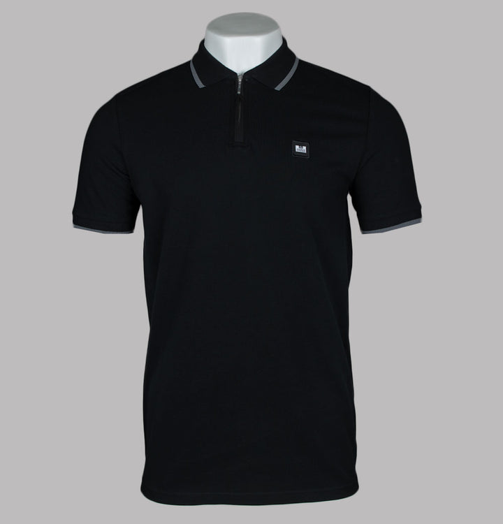 Weekend Offender Monti Zip Polo Shirt Black/Zinc