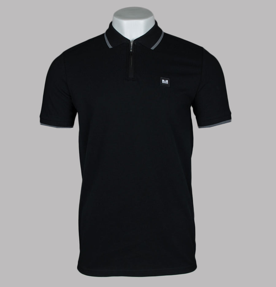 Weekend Offender Monti Zip Polo Shirt Black/Zinc