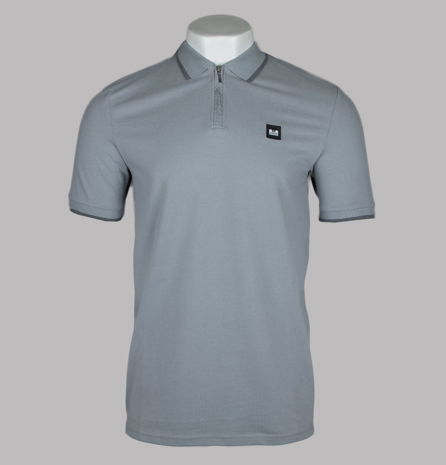 Weekend Offender Monti Zip Polo Shirt Smokey/Zinc