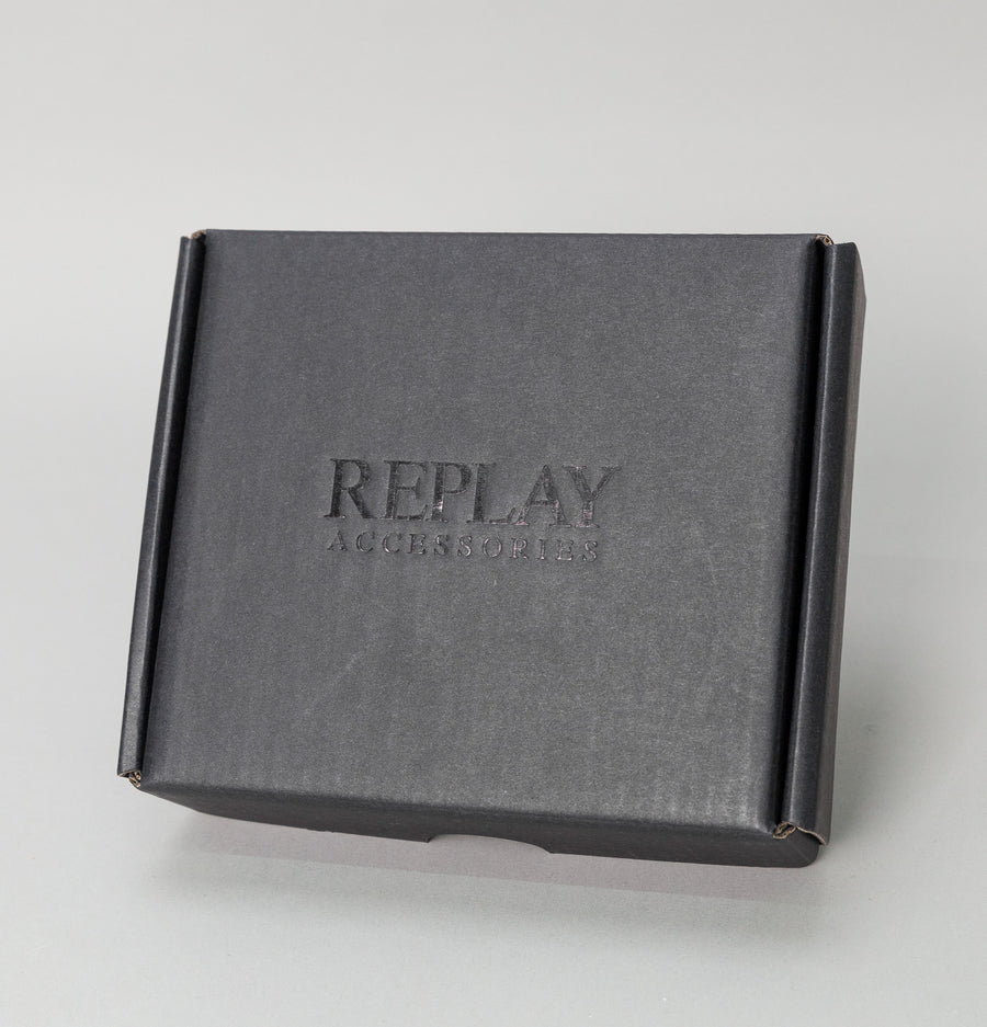 Replay Large Leather Wallet Black