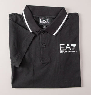 EA7 Core Stripe Collar Polo Shirt Black