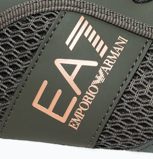 EA7 Emporio Armani Multi Logo Trainers Forest Night/Bronze
