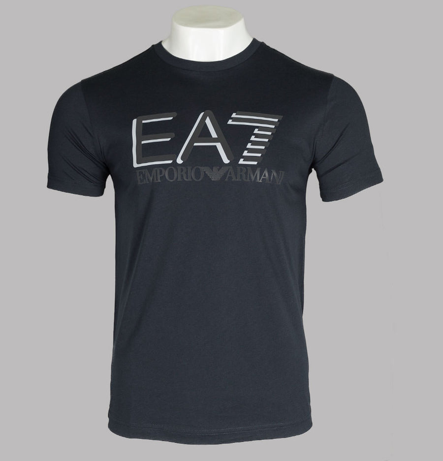 EA7 Large Chest Tipped Logo T-Shirt Blue Night
