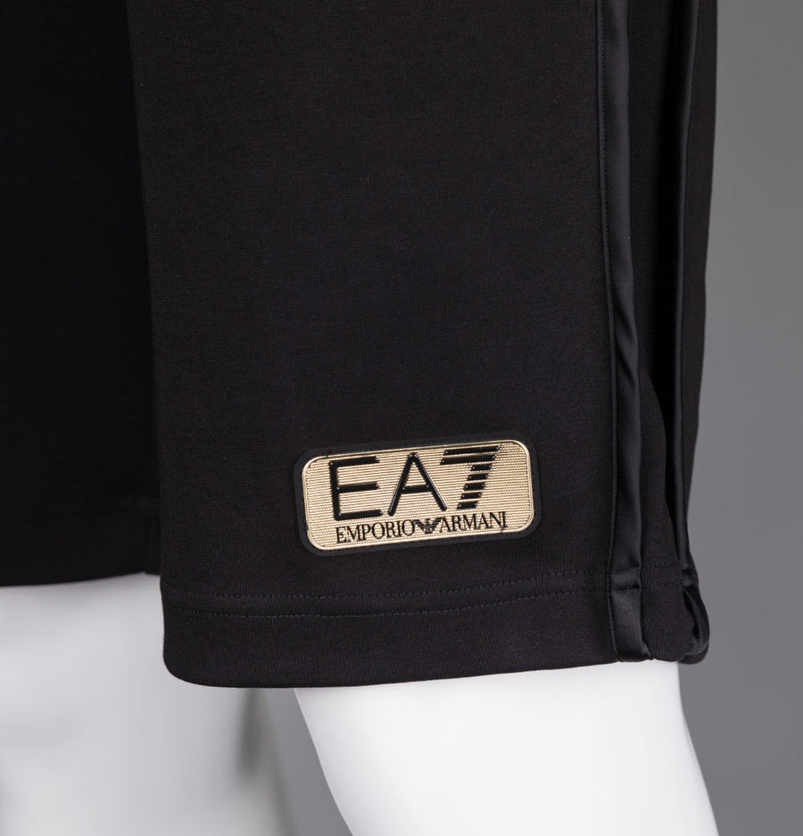 EA7 Gold Logo Bermuda Shorts Black