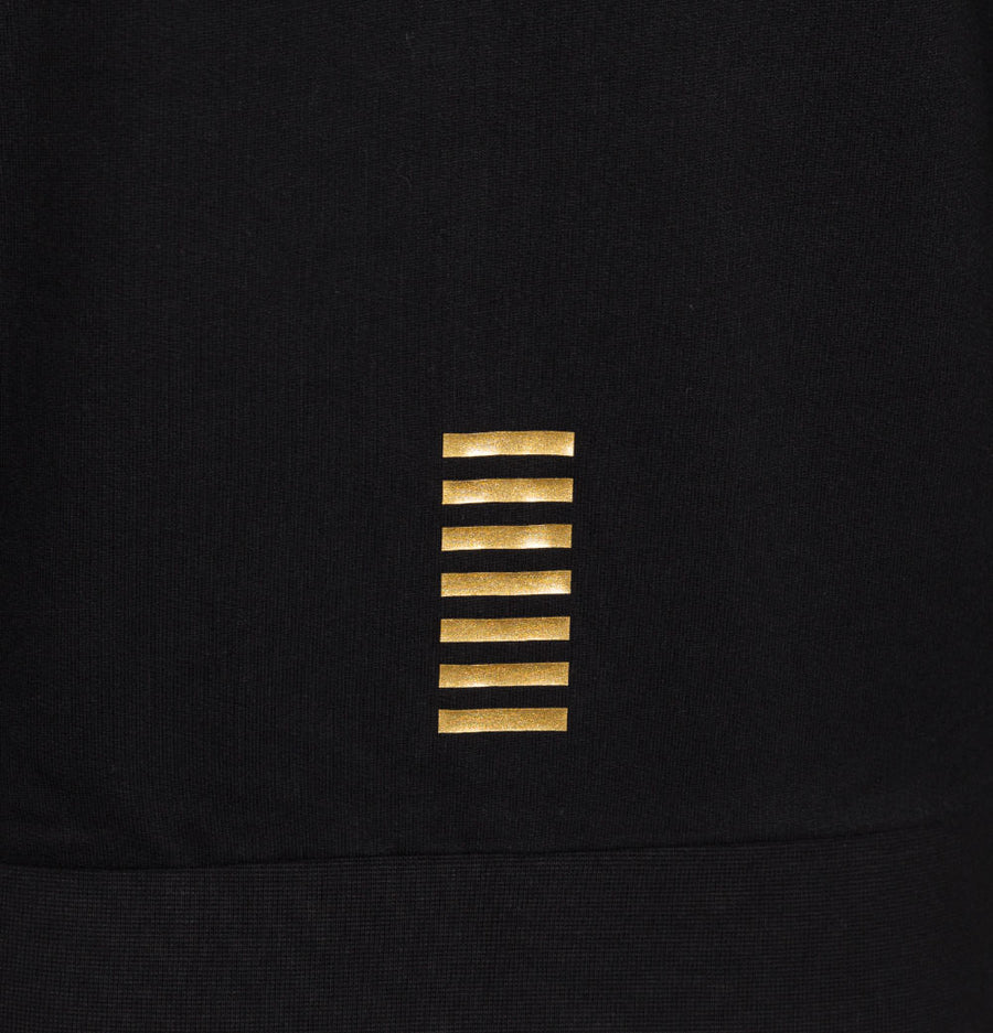 EA7 Gold Logo Full Zip Hooded Sweatshirt Black