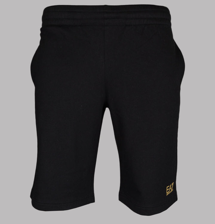 EA7 Gold Logo Jogger Shorts Black