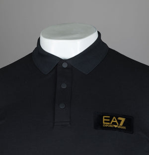 EA7 Gold Logo Polo Shirt Black