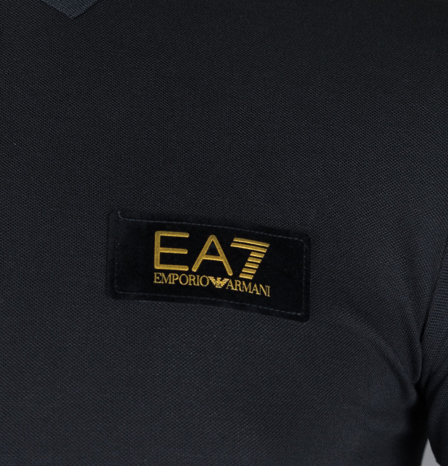 EA7 Gold Logo Polo Shirt Black