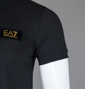 EA7 Gold Logo Polo Shirt Black