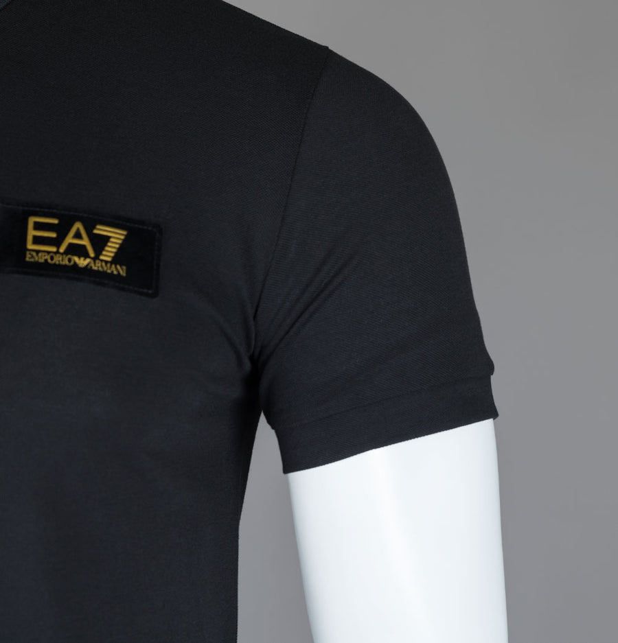 EA7 Gold Logo Polo Shirt Black