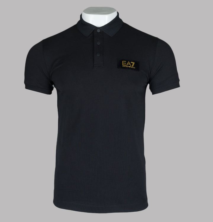 EA7 Gold Logo Polo Shirt Black