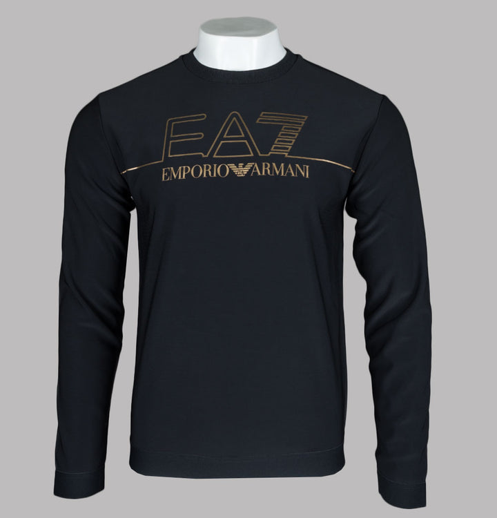 EA7 Gold Logo Poly Tech Sweatshirt Black