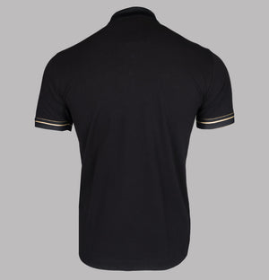 EA7 Gold Textured Logo Polo Shirt Black