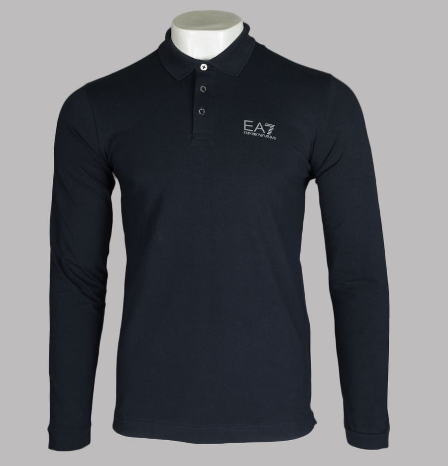 EA7 L/S Jersey Polo Shirt Night Blue