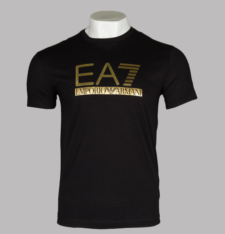 EA7 Large Gold Logo T-Shirt Black