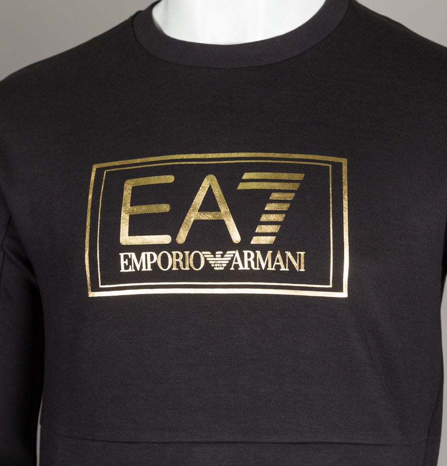 EA7 Metallic Gold Logo Sweatshirt Black