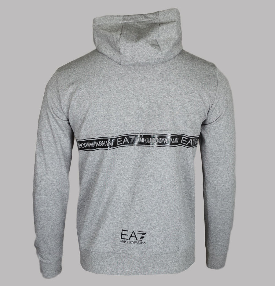 EA7 1/4 Zip Hooded Taping Sweatshirt Medium Grey