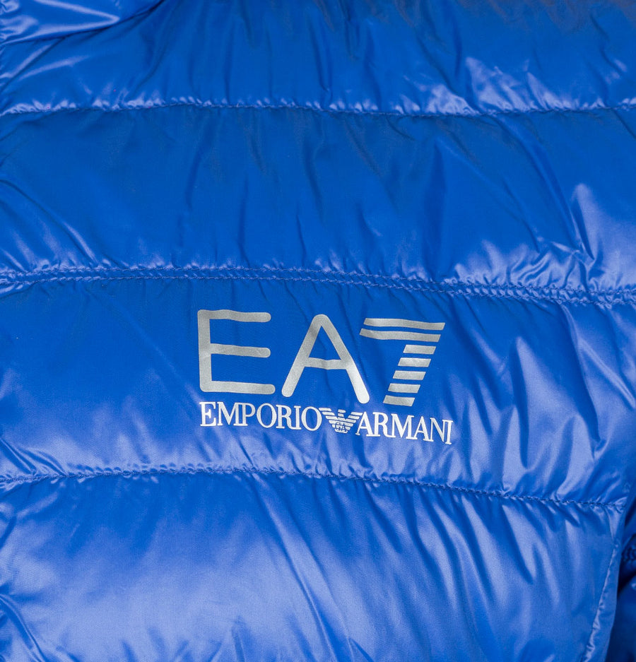 EA7 Quilted Down Hooded Jacket Mazarine Blue