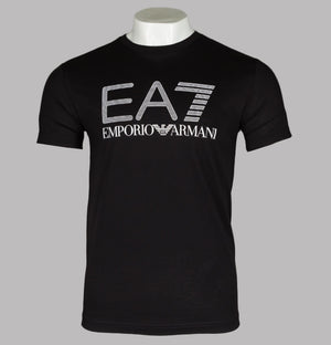 EA7 Rubberised Textured Logo T-Shirt Black