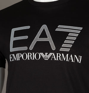 EA7 Rubberised Textured Logo T-Shirt Black