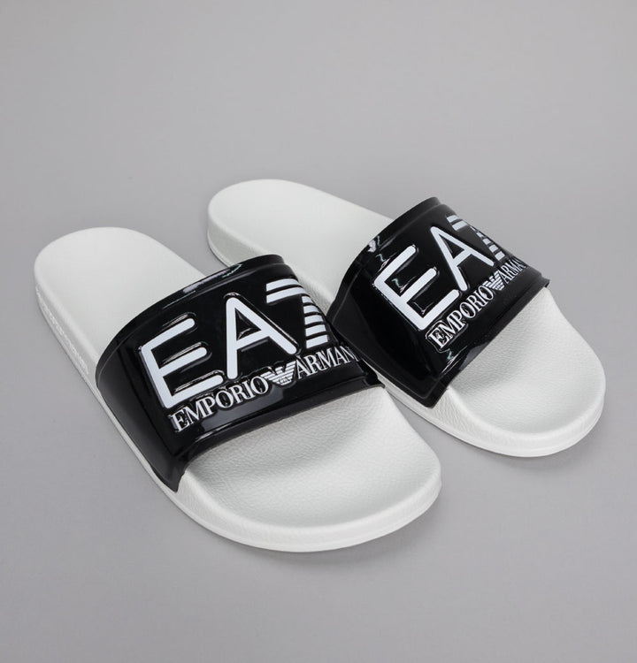 EA7 Sea World Logo Slides Shiny Black/White