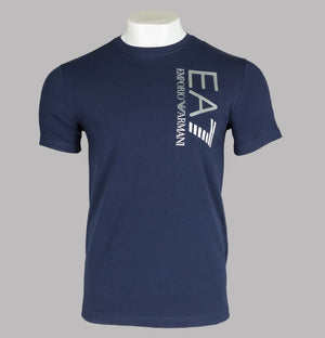 EA7 Silver Chest Logo T-Shirt Navy Blue