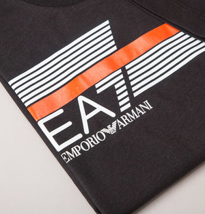 EA7 Stripe Lines Logo T-Shirt Black