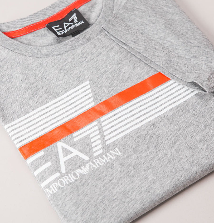 EA7 Stripe Lines Logo T-Shirt Medium Grey