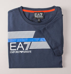 EA7 Stripe Lines Logo T-Shirt Navy Blue – Bronx Clothing