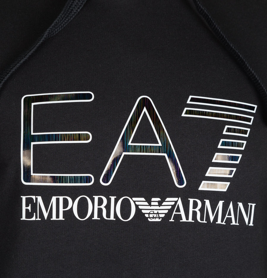EA7 Iridescent Logo Hooded Sweatshirt Black