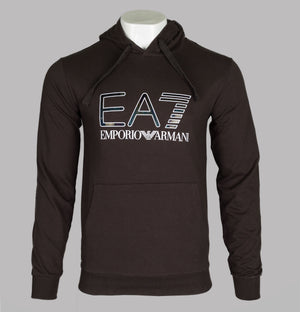 EA7 Iridescent Logo Hooded Sweatshirt Espresso