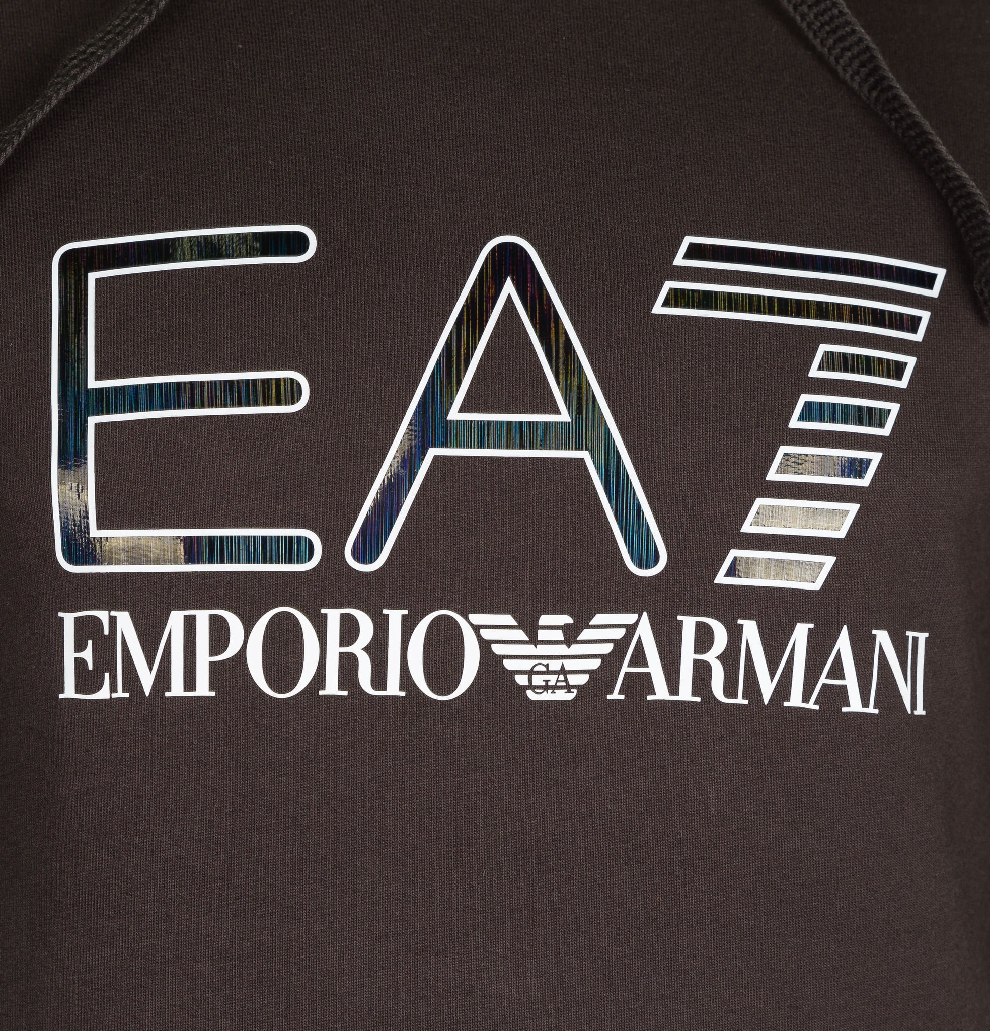 Armani Large Ea7 Emporio Armani Logo Hoodie Black EA7 Iridescent