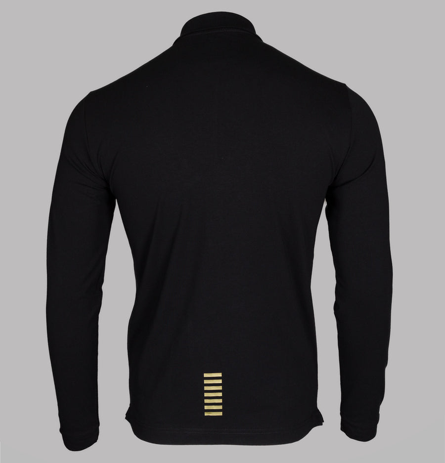 EA7 L/S Jersey Polo Shirt Black/Gold