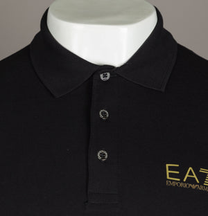 EA7 L/S Jersey Polo Shirt Black/Gold