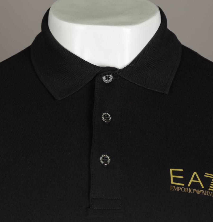 EA7 L/S Jersey Polo Shirt Black/Gold