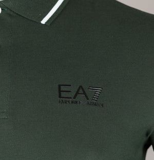 EA7 L/S Tipped Collar Polo Shirt Dark Green