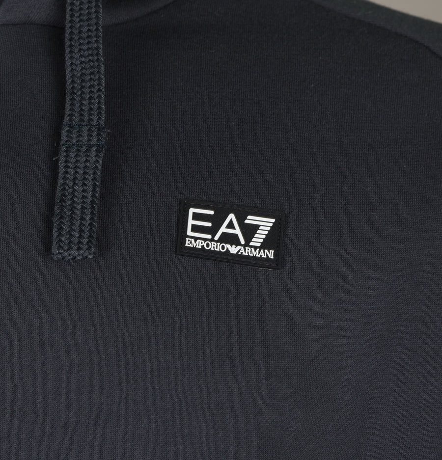 EA7 Rubber Box Logo Hooded Sweatshirt Night Blue