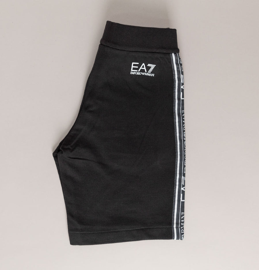 EA7 Logo Taping Cotton Shorts Black