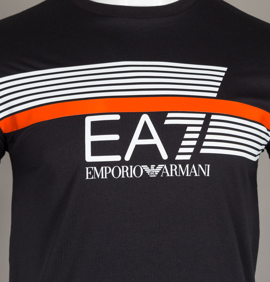 EA7 Stripe Lines Logo T-Shirt Black
