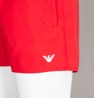 Emporio Armani Embroidered Logo Swim Shorts Red