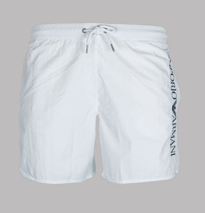Emporio Armani Embroidered Logo Swim Shorts White