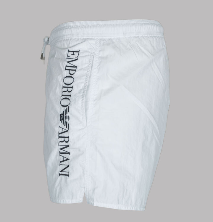 Emporio Armani Embroidered Logo Swim Shorts White