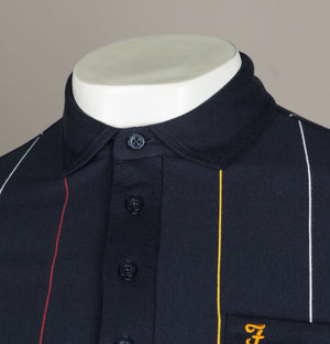 Farah Barras Striped Polo Shirt True Navy