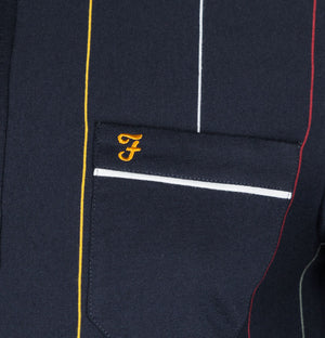 Farah Barras Striped Polo Shirt True Navy